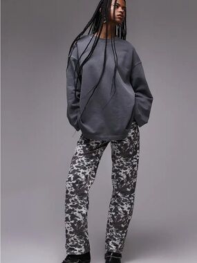 Topshop Brown & White Cow-Print Chinos